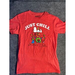 Celebrate Together Tee Shirt Mens‎ Small Red Peanuts Snoopy Graphic Just Chill